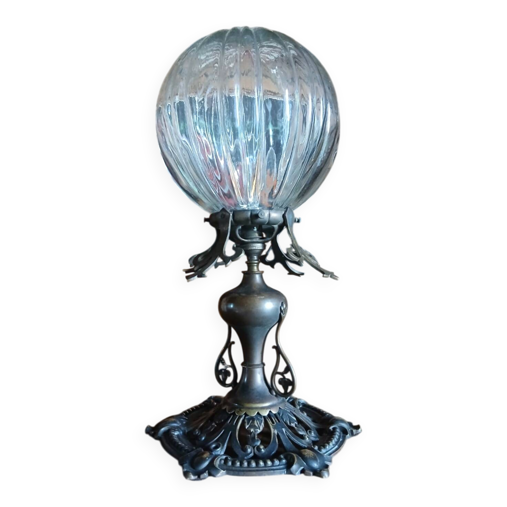 Bronze and glass lamp