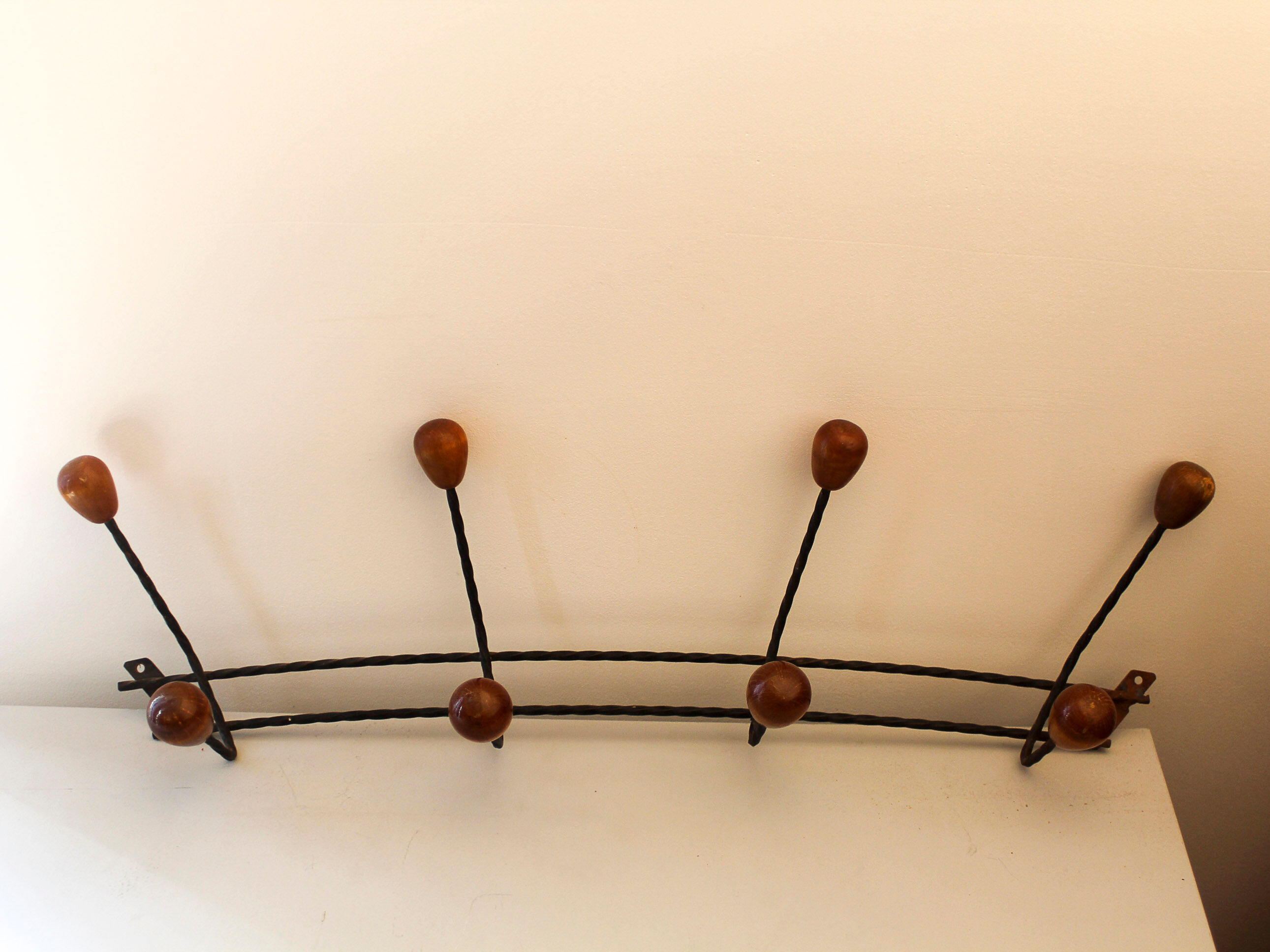 Wall coat rack iron and vintage wood