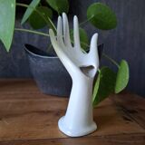 Handmade single-flower vase in white earthenware from the 70s