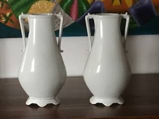 Pair of white porcelain flower vases