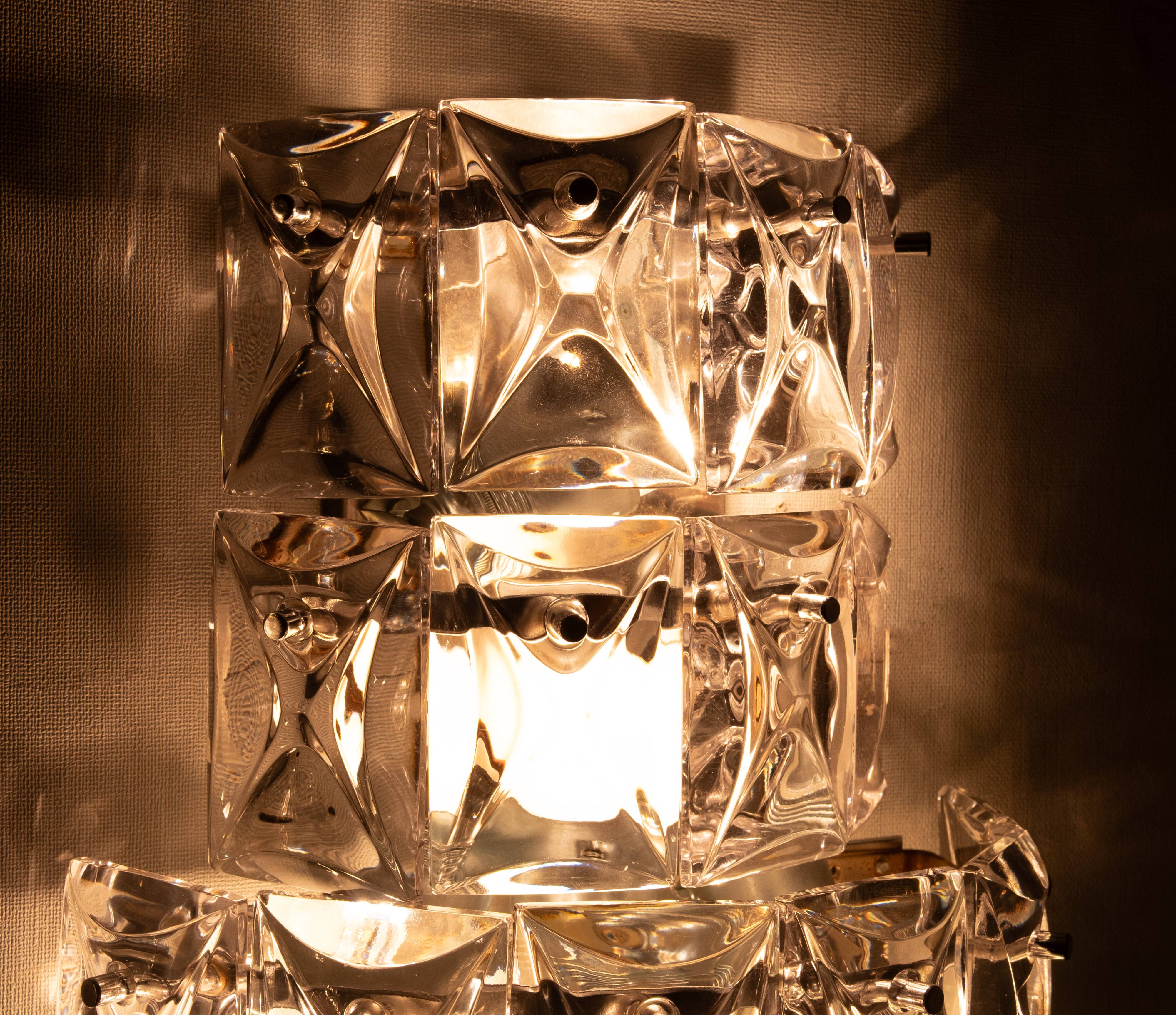 Grandes appliques murales en cristal Kinkeldy des années 1970, Allemagne.