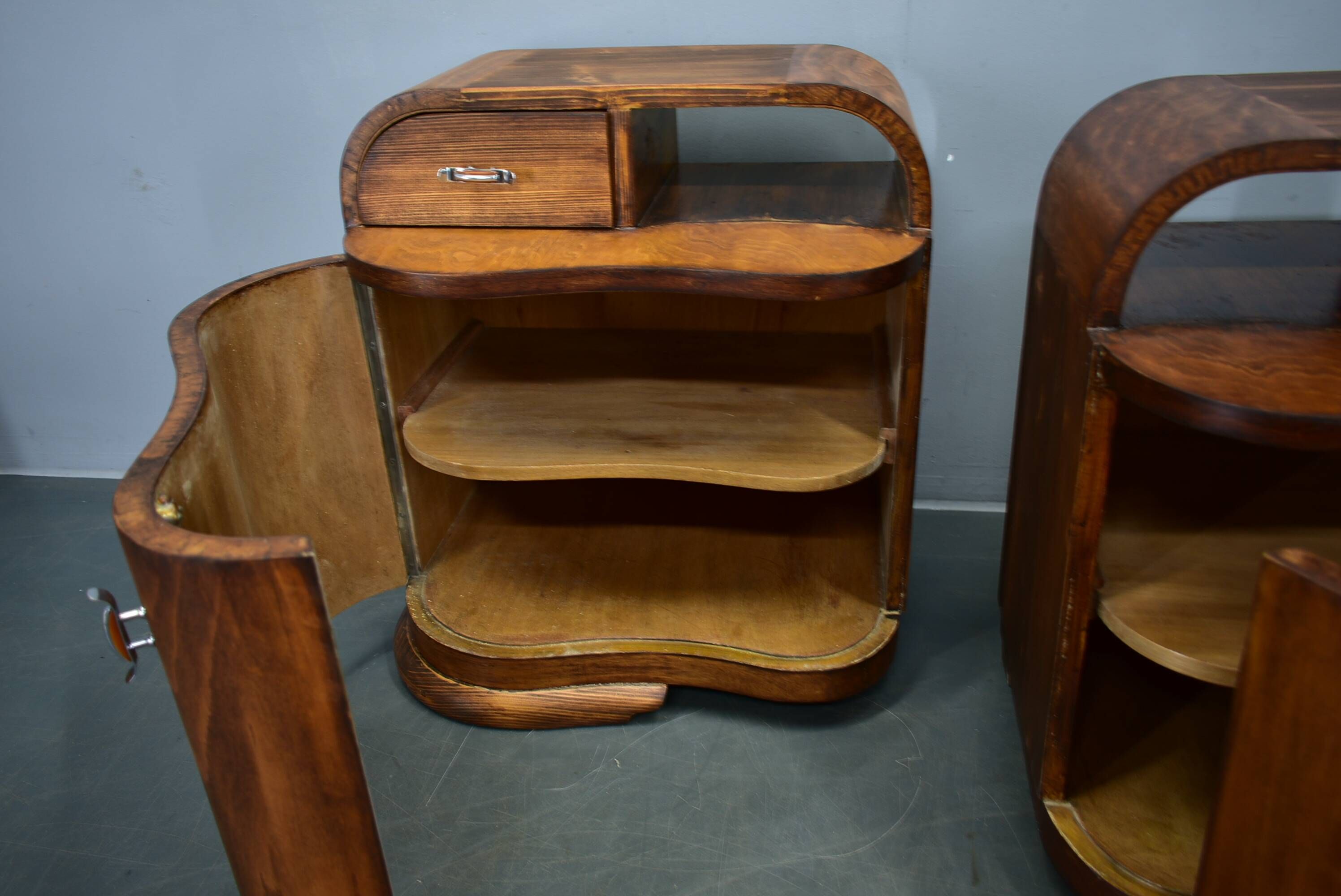 1939s Pair of Art Deco Bedside Tables, Czechoslovakia
