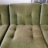 Scandinavian velvet and wood sofa