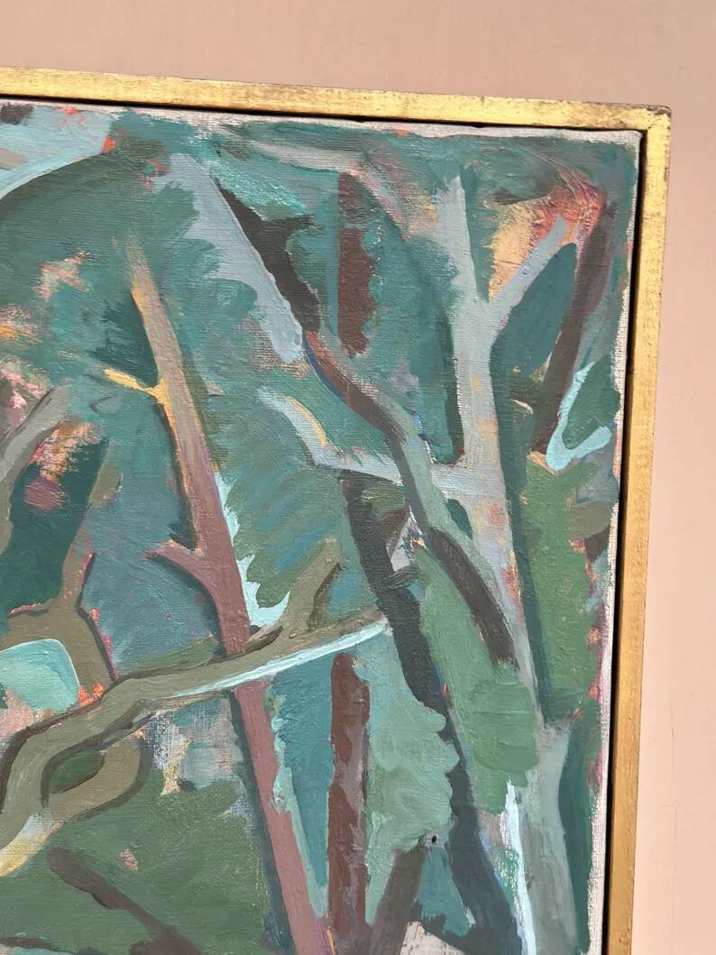 Original Swedish Oil on Canvas – “Forest” by Thure Lindskoog – Signed – Vintage & Framed – 44 × 32 cm (17.3" × 12.6")