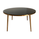 Table basse plateau verre noir et pieds compas dorés