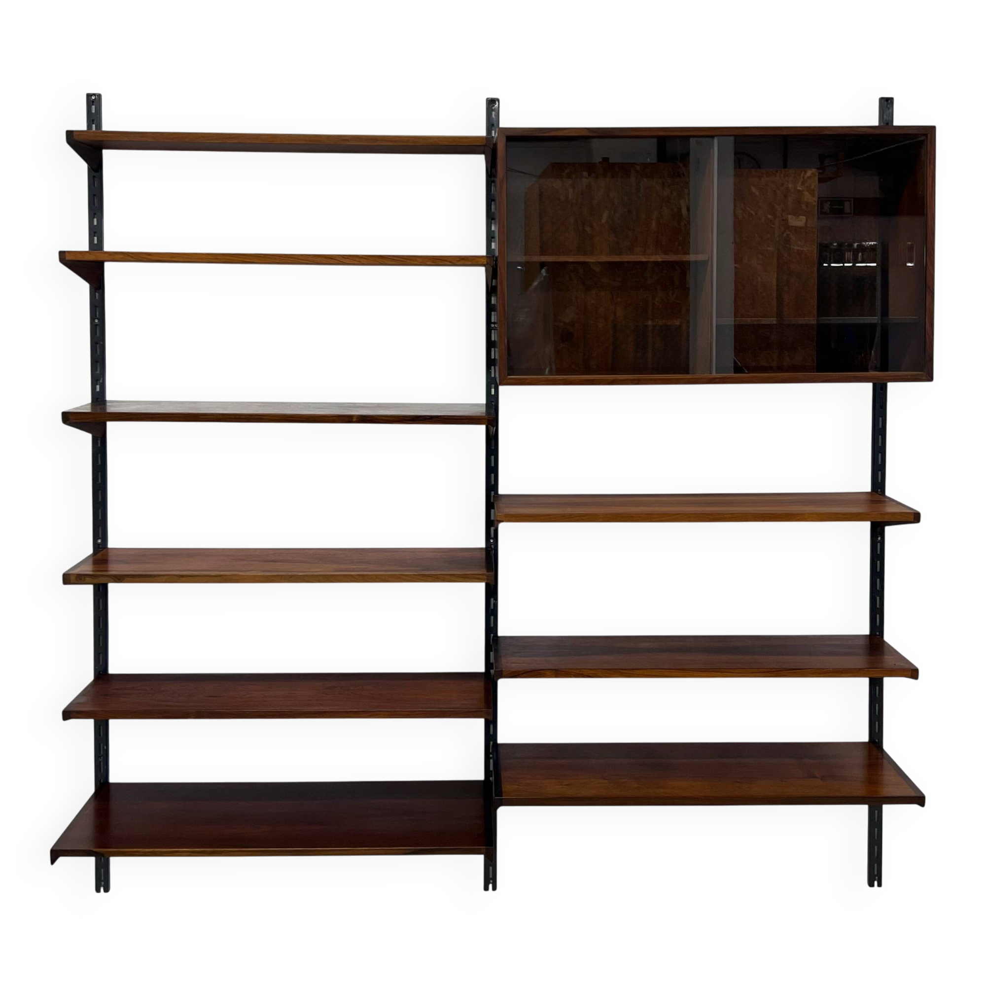 Rosewood Modular Wall System By Kai Kristiansen for Feldballes, 1960s.