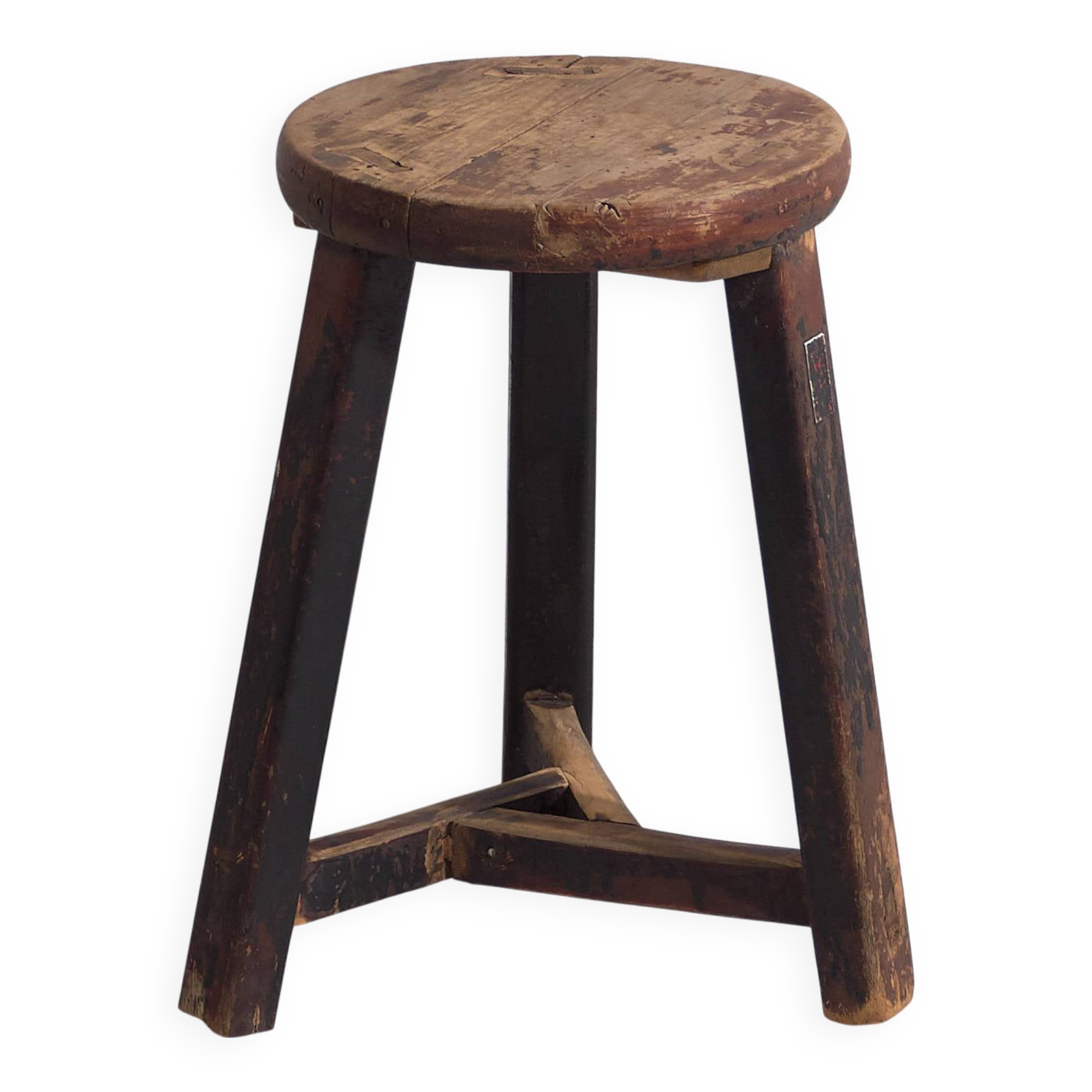 Antique round dark colored stool (c.1900)