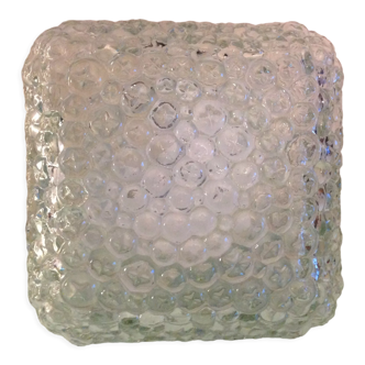 Plafonnier carré en verre bullé / vintage années 60-70