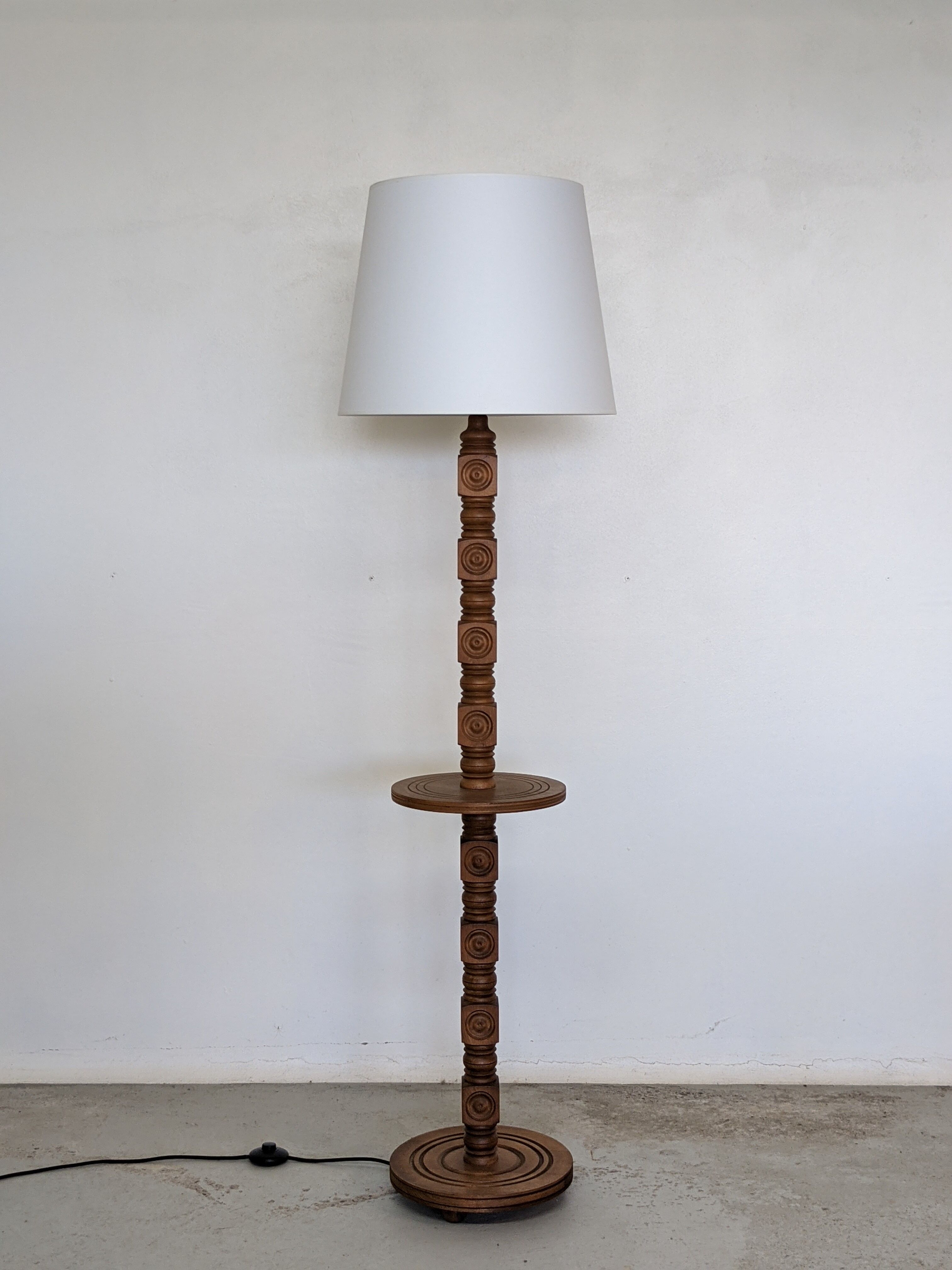 Neo-Basque floor lamp in turned wood - 50s