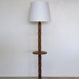 Neo-Basque floor lamp in turned wood - 50s