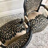 Restored Louis XV-style leopard convertible chairs