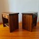 Pair of solid elm bedside tables, France 1970.