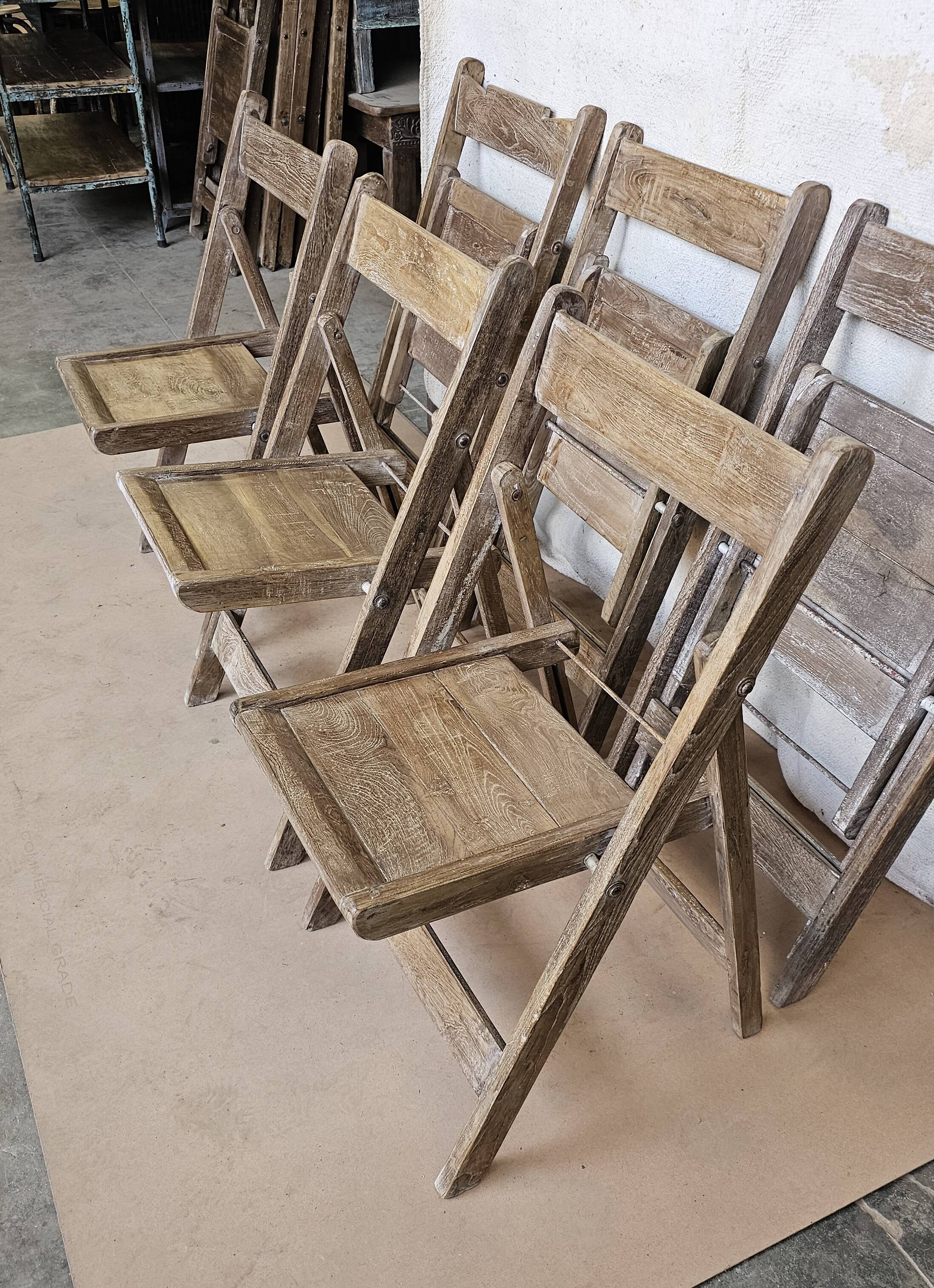 Set of 6 folding cinema chairs in teak