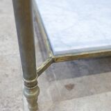 Table basse en laiton et marbre blanc des années 70