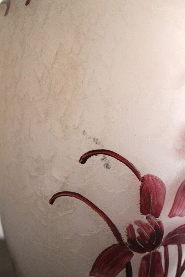 François Théodore Legras vase ovoïde à décor de fleurs Rubis Art Nouveau