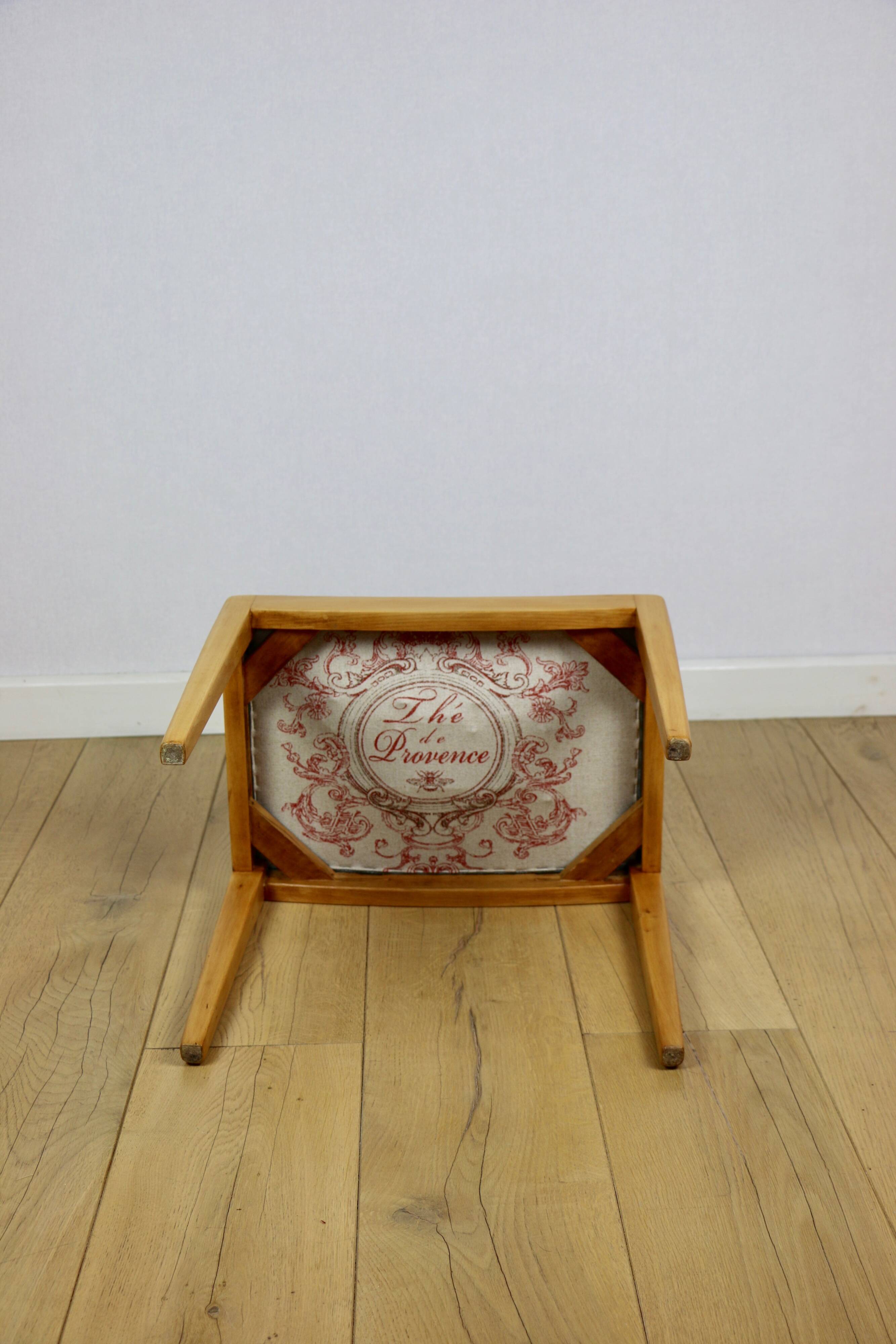 Stool seat light blue natural fabric Art Deco - 2 pieces available