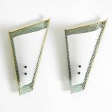 Pair of beautiful mint green Mid Century Modern perforated sheet metal wall