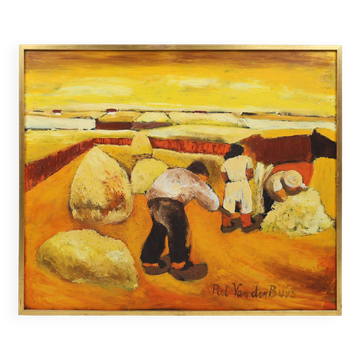 Large oil painting by the Belgium artist Piet van den Buys, 1950s