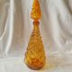 Italian decanter made of amber yellow empoli glass grape-shaped bubbles - vintage