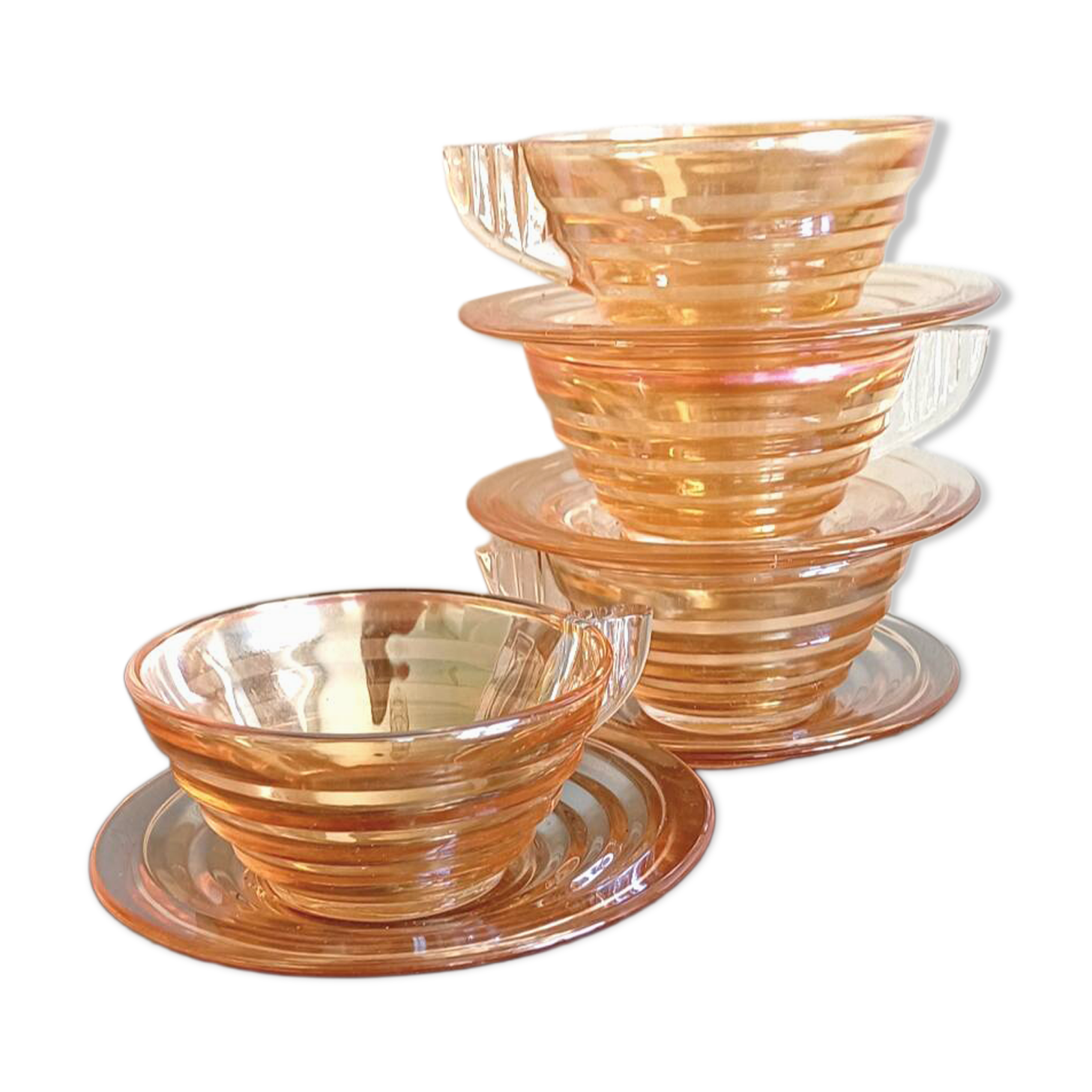 Vintage orange glass Gondolo cups