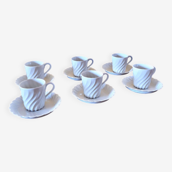 Haviland Torse Limoges porcelain coffee cups (6 with saucers)