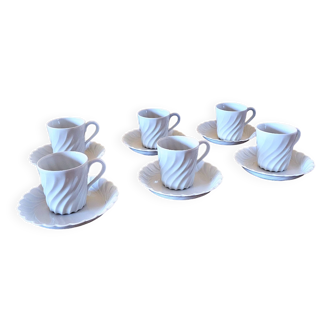 Tasses à café Haviland Torse porcelaine de Limoges (6 avec soucoupes)