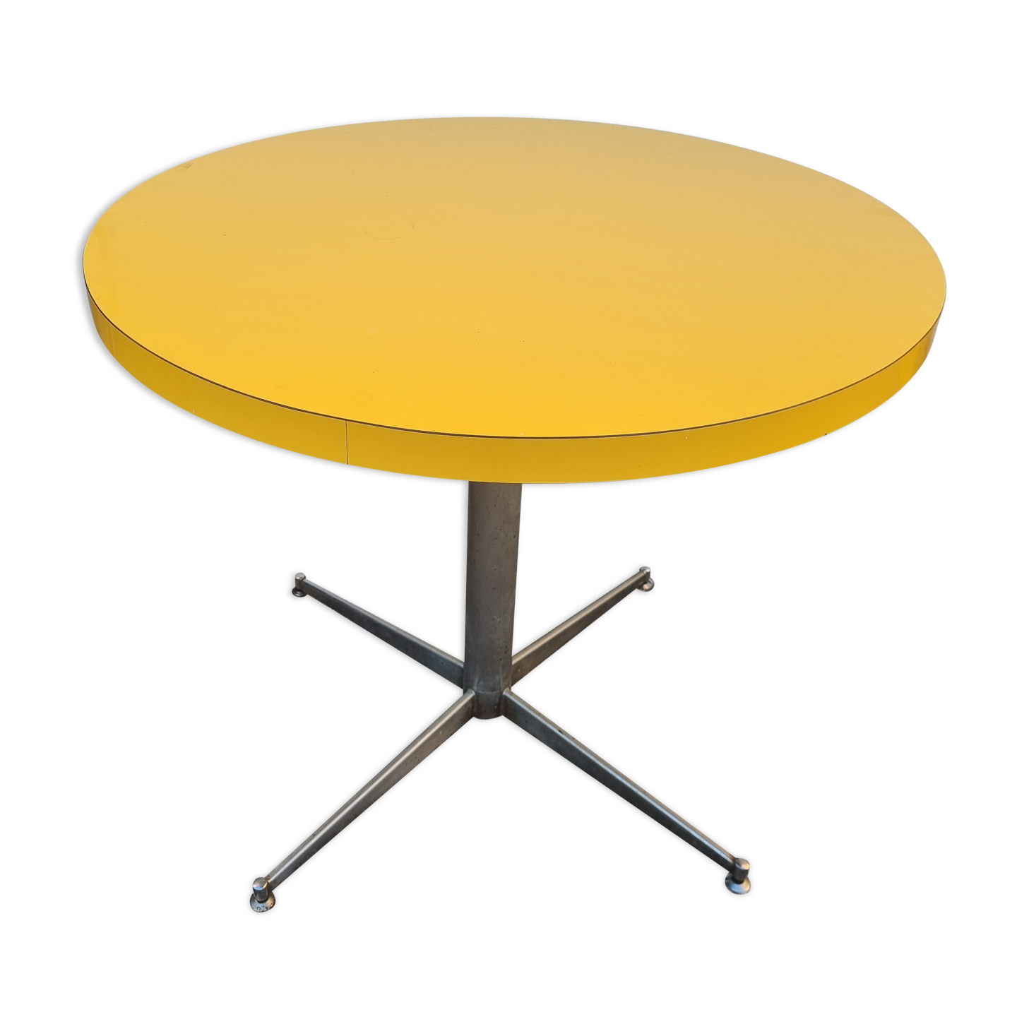 Round table formica yellow 1970