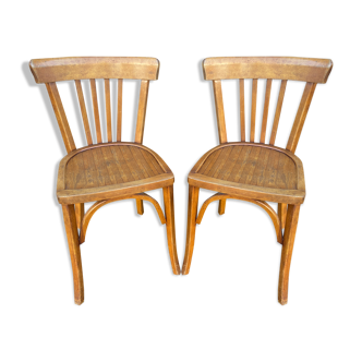 Paire de chaises bistrot bois courbé vintage