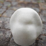 Free-form Soliflore - cracked white enamel - organic ceramic - 80s