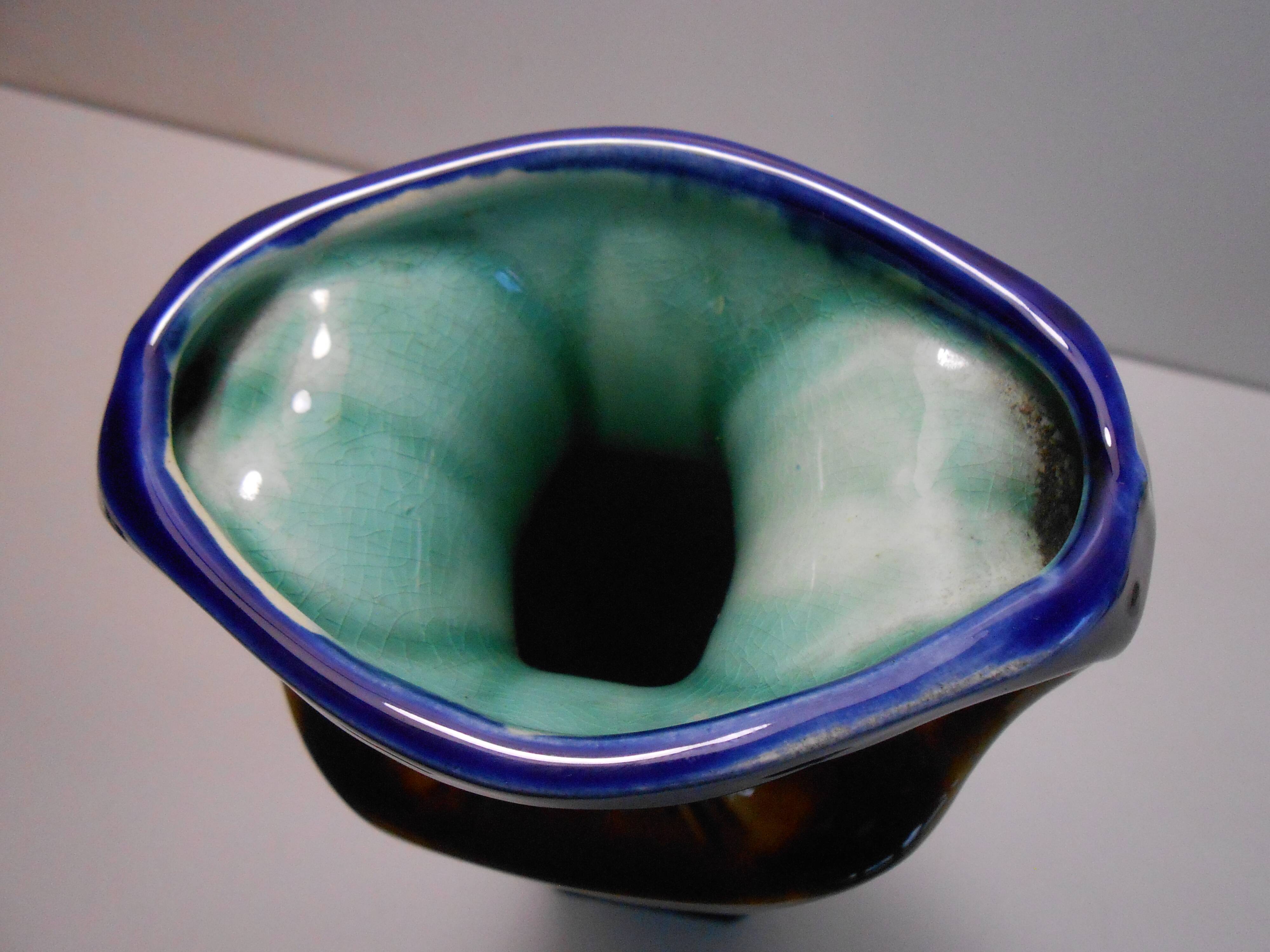 Vase polychrome art deco orchies