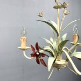 Vintage Metal Floral Chandelier, France, 1970's
