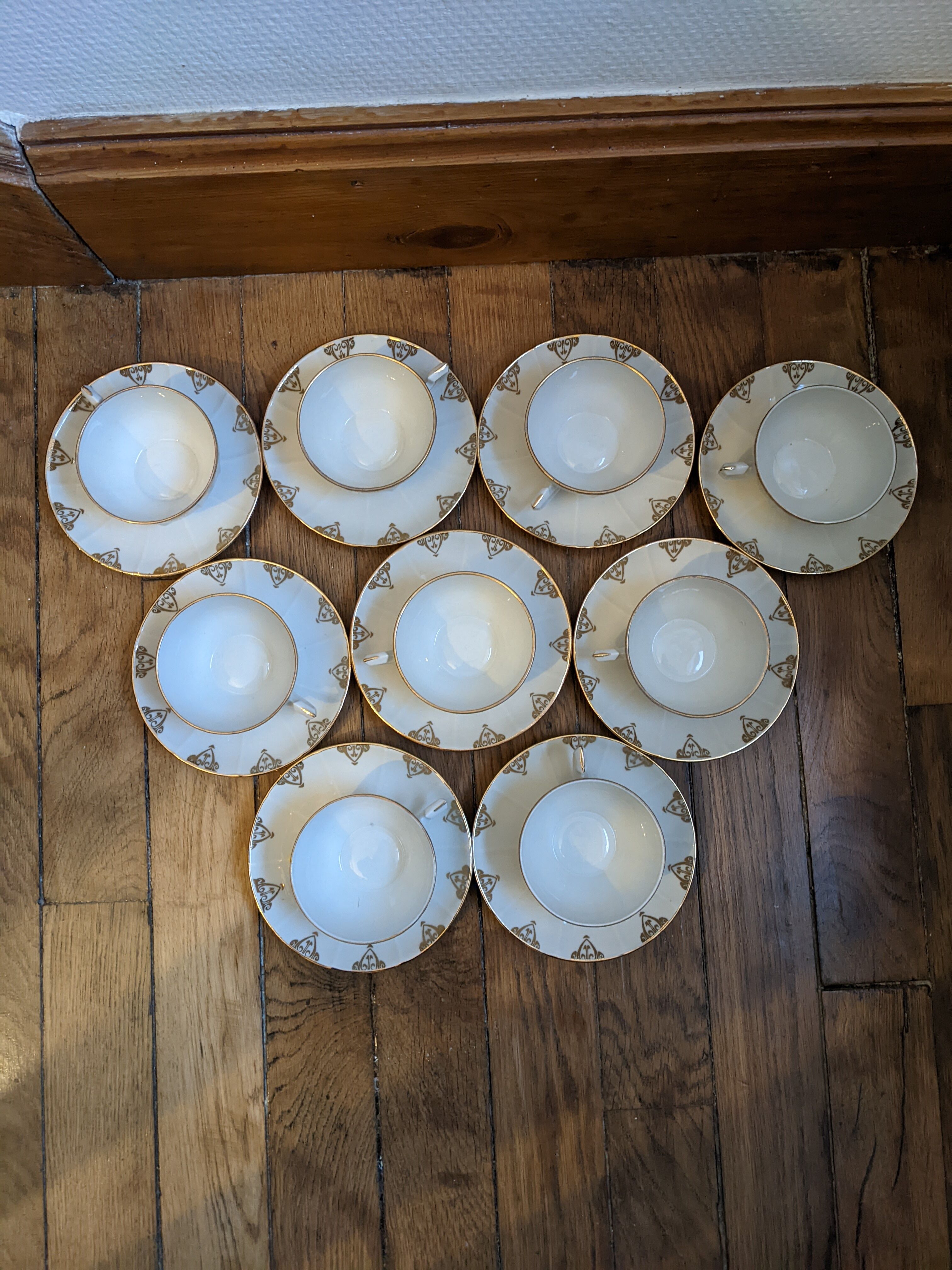 Vintage tea coffee service fine porcelain art deco gilded