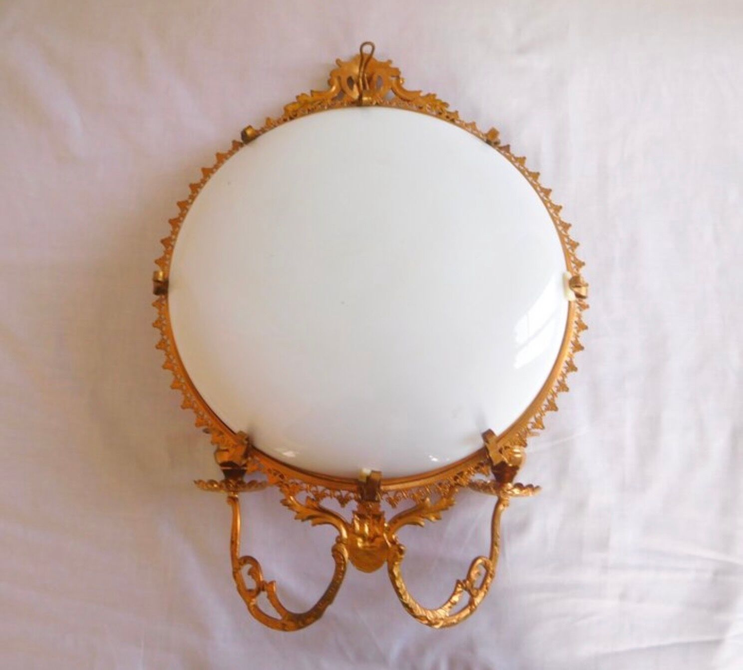 Pair of Napoleon III porcelain and bronze wall lights