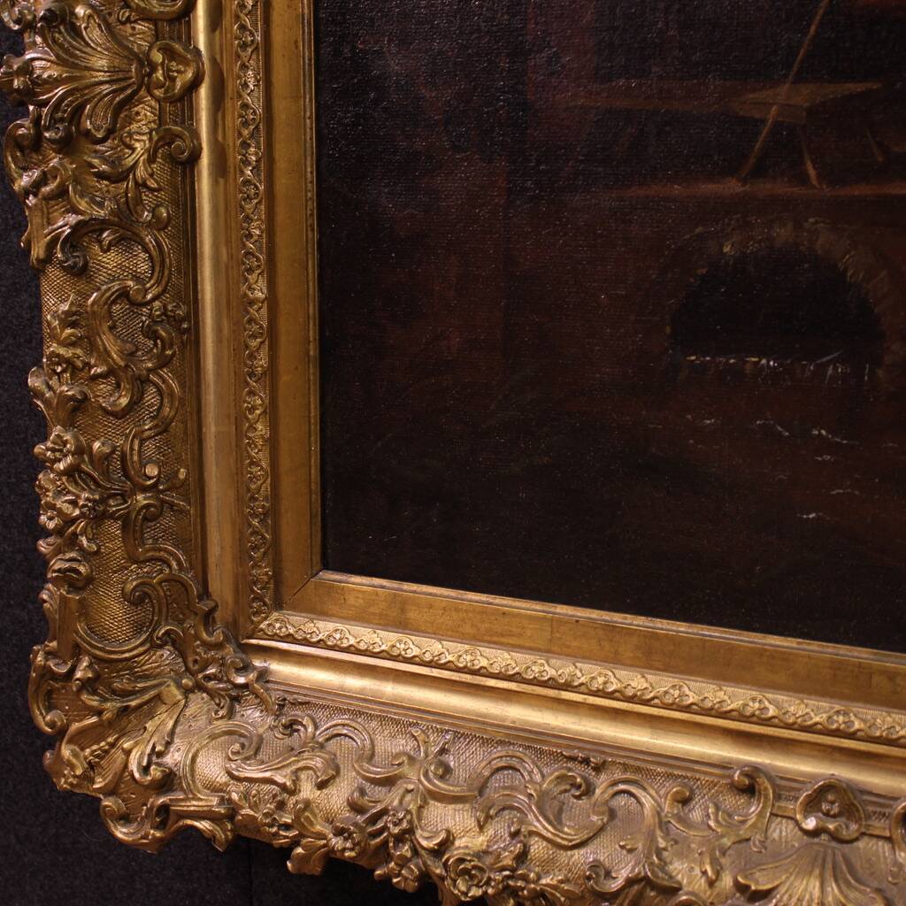 Grand tableau de paysage flamand du XVIIe siècle, fête de village