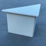 Set of three triangle side tables wood white creme design