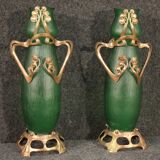 Paire de vases en verre français dans le style art nouveau