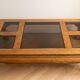 Coffee table in solid cherry wood with glass tops.