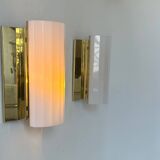 Pair of brass and perspex wall lights, Fagerhult Sweden 1970