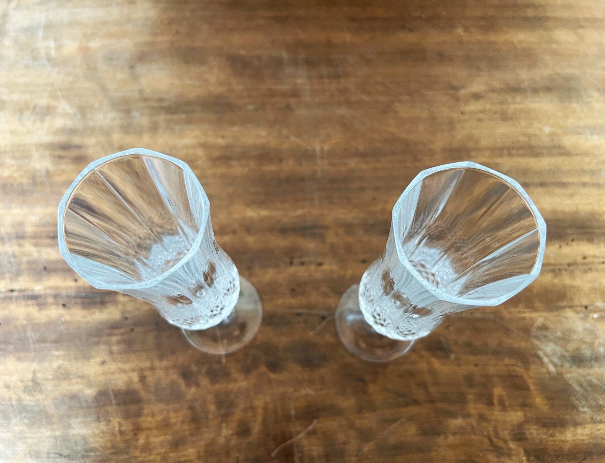 2 champagne flutes Cristal d'Arques model Lonchamp Vintage