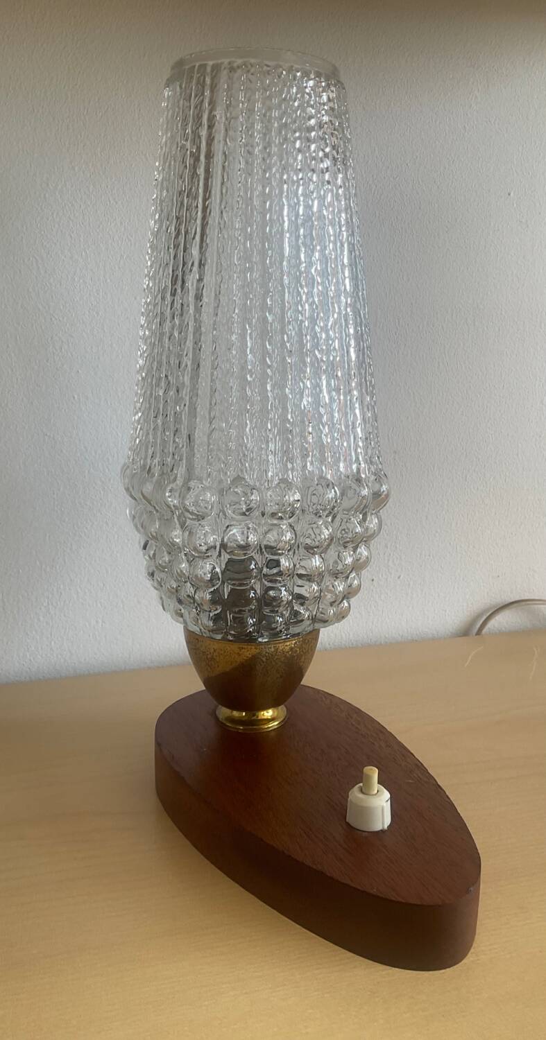 Vintage teak and glass lamp from the 50s