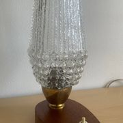 Lampe vintage en teck et verre années 50