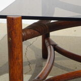 Glass and rattan coffee table