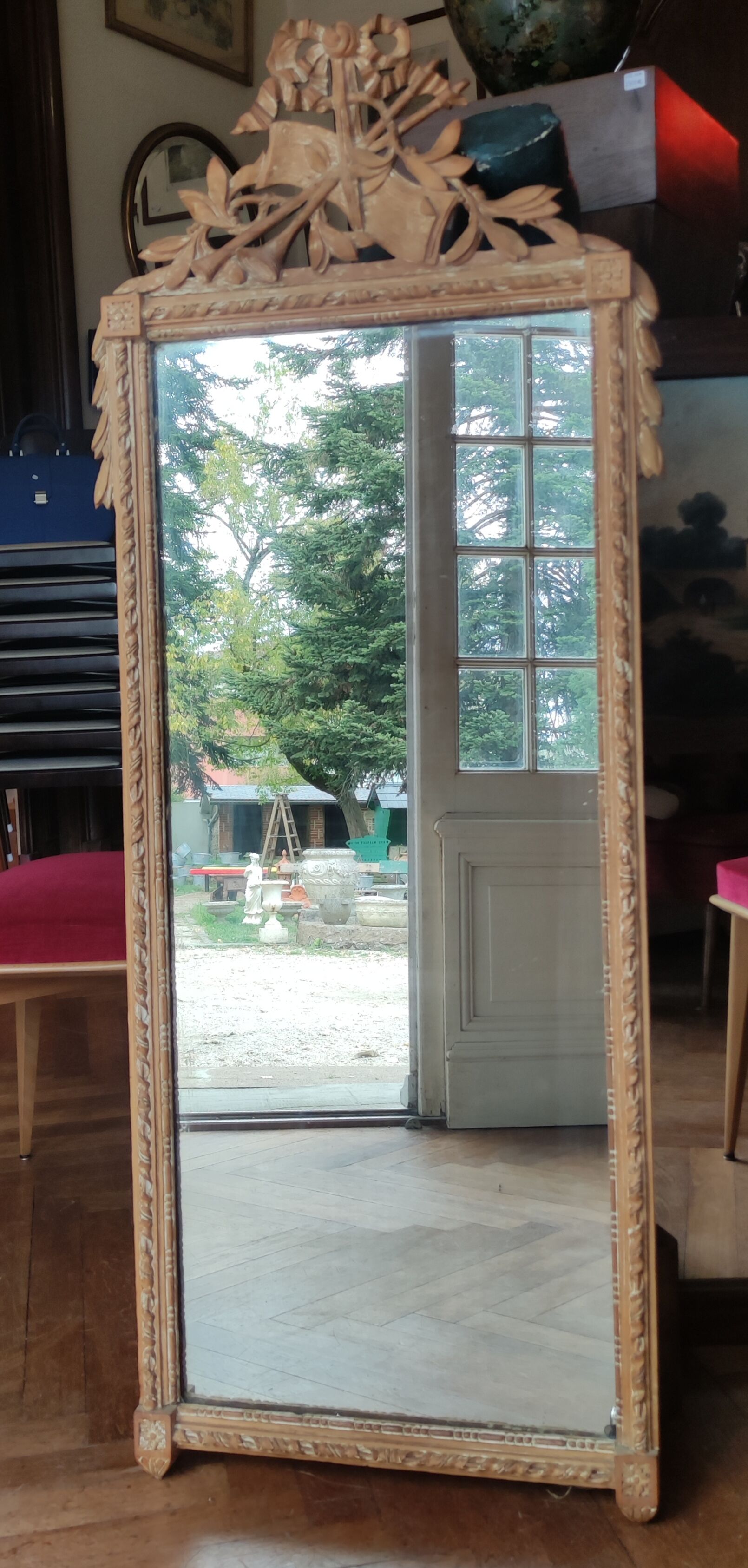 Old mirror wood decoration knot partition