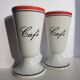 Service de 2 tasses à café sur pied en porcelaine de Limoges mazagrans, atelier du tabalou