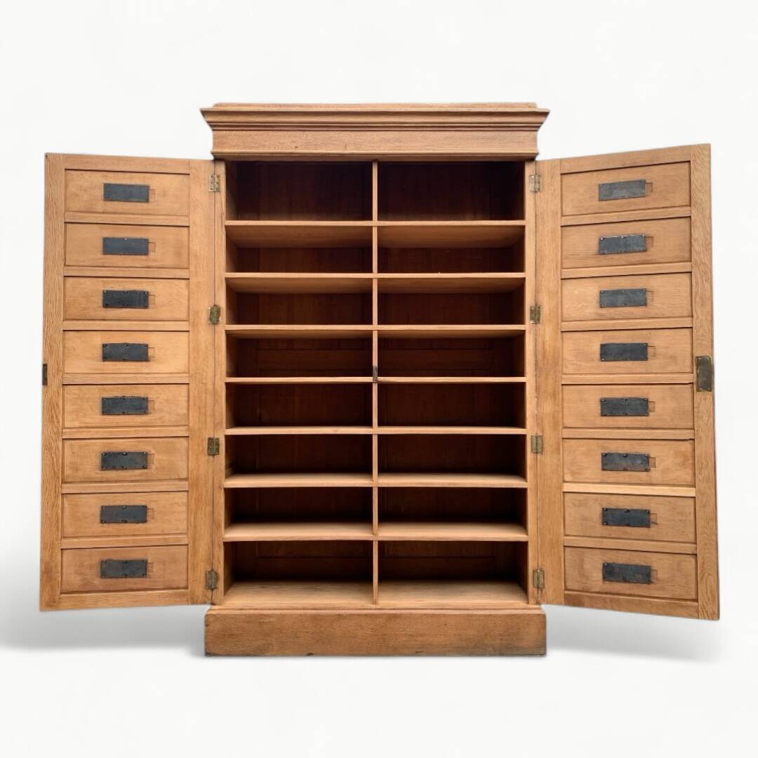Solid raw oak notary cabinet, 1920