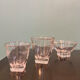 Vintage glass table service, square base and gold trim – Years