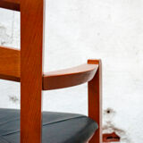 Beech and leather armchairs Model Marocca by Vico Magistretti for De Padova Italia Year 1987