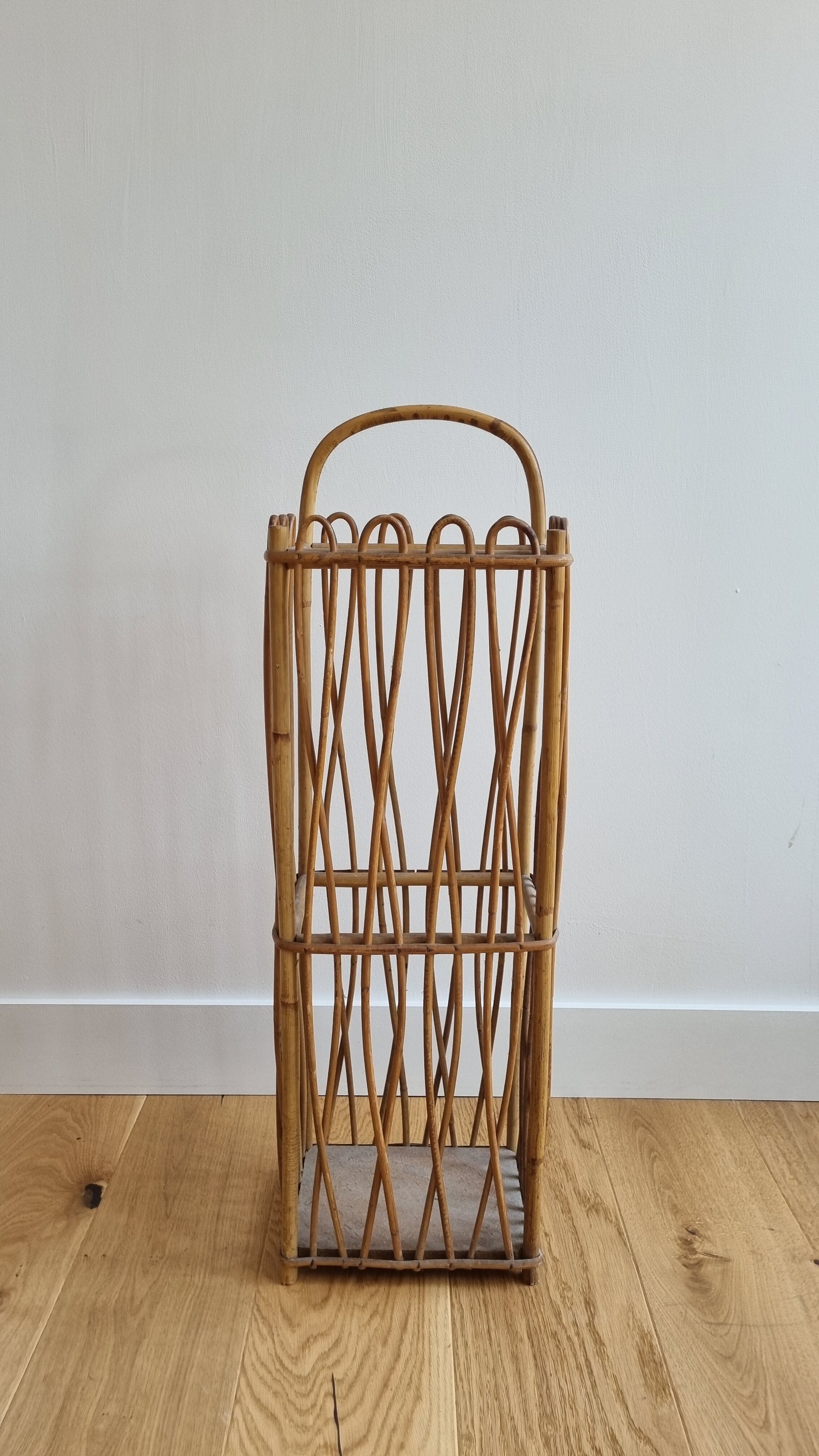 Vintage rattan bread hutch