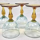4 old two-tone George Sand wine glasses