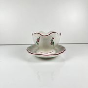 Saucière KG Lunéville, modèle "Réverbère", motif rose